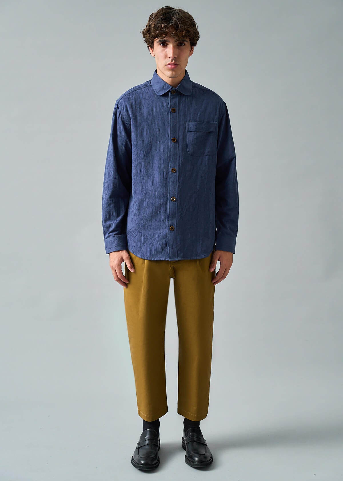 Jacquard Solid Navy Shirt