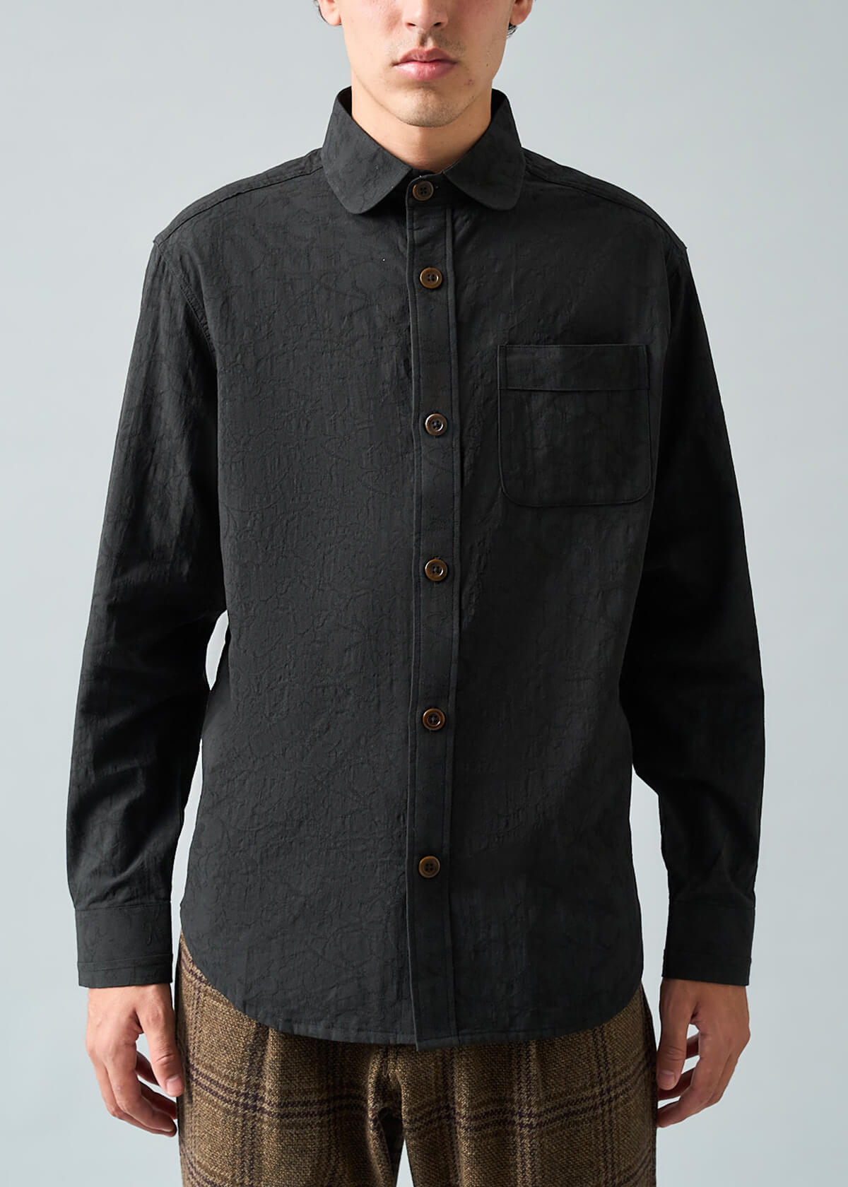 Jacquard Solid Black Shirt