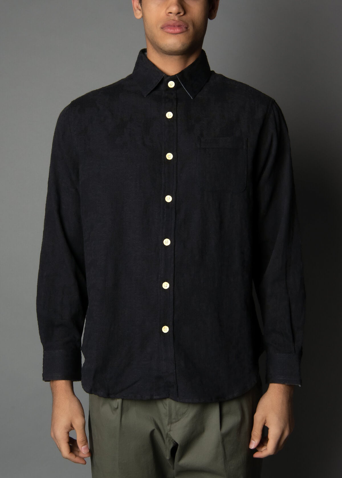 black woven jacquard shirt for men