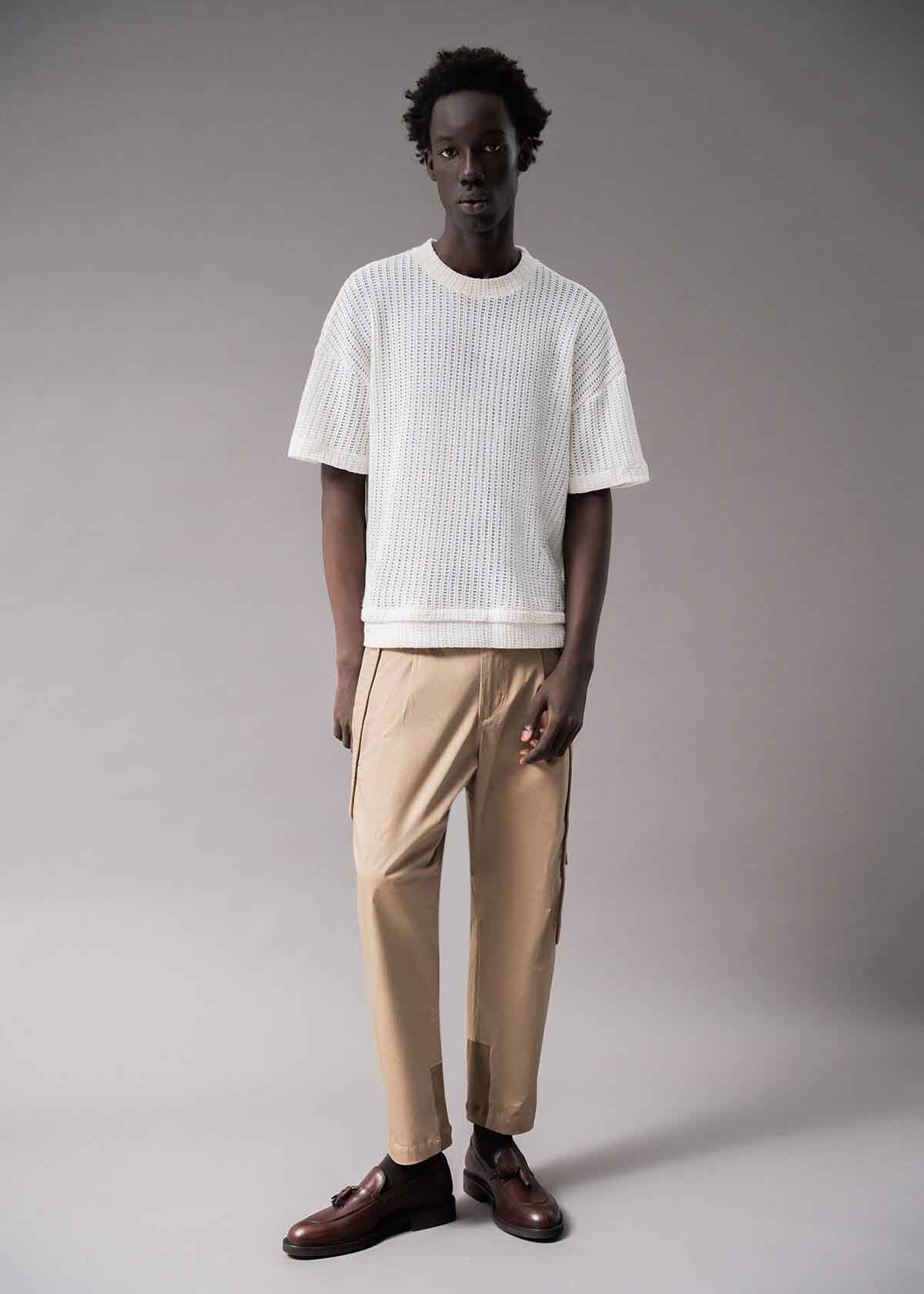 White Open Weave Crew