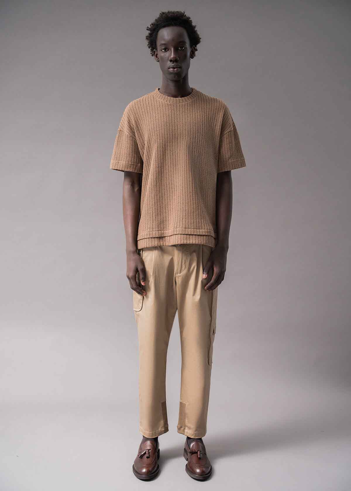 Almond Open Weave Crew