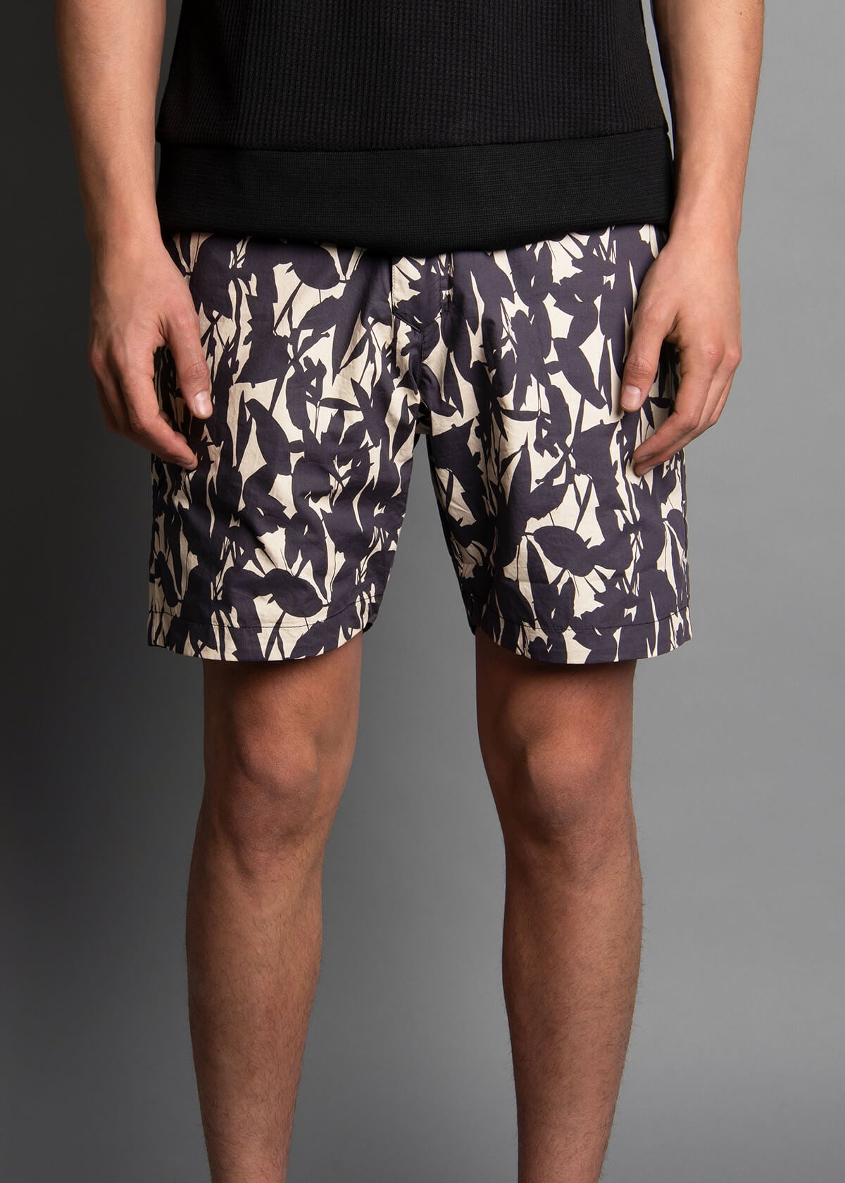 abstract floral print reversible men's short