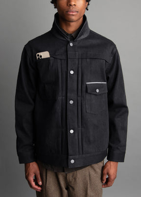 machine washable black denim jacket for men