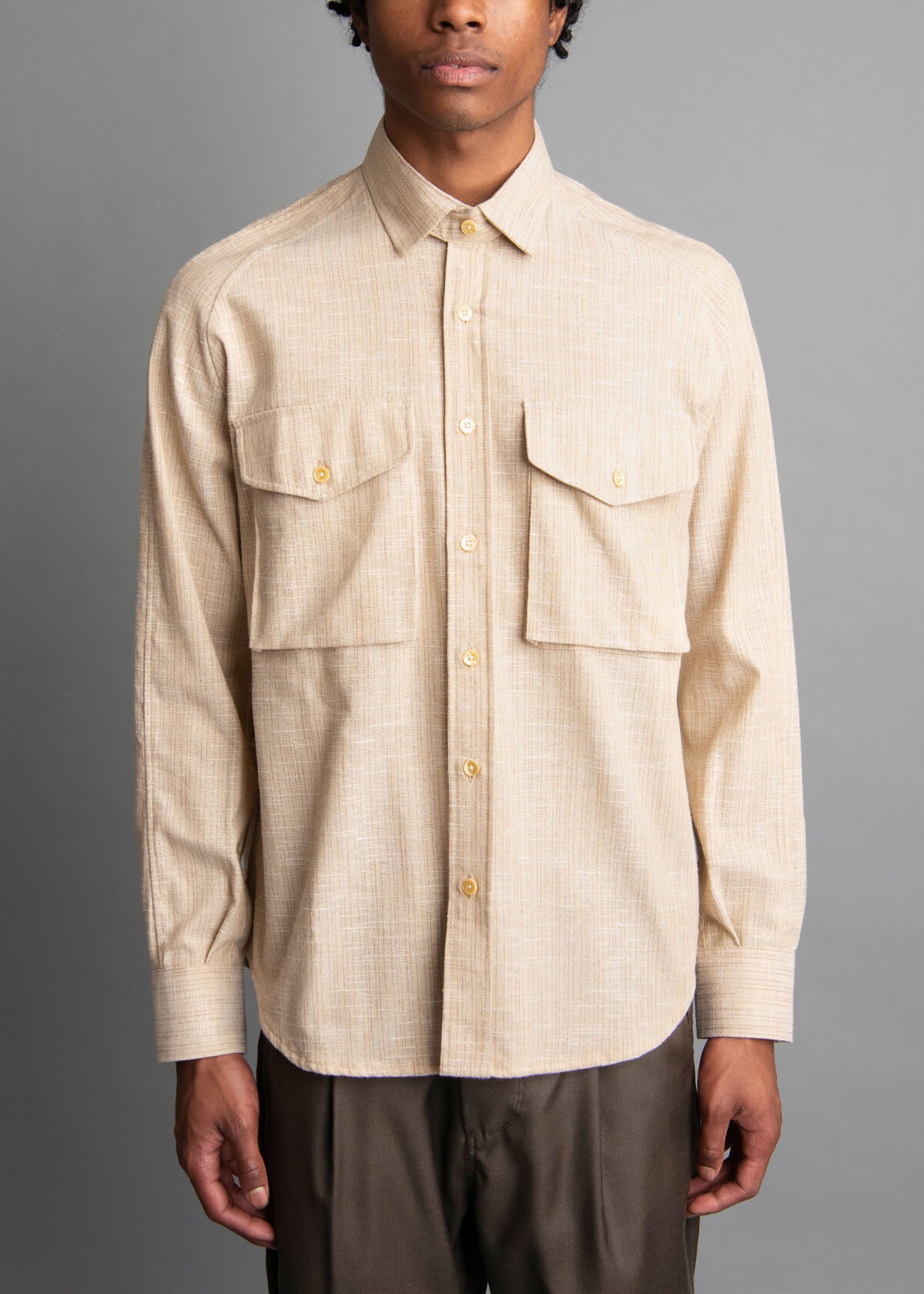 relaxed fit cream colored men's shirt