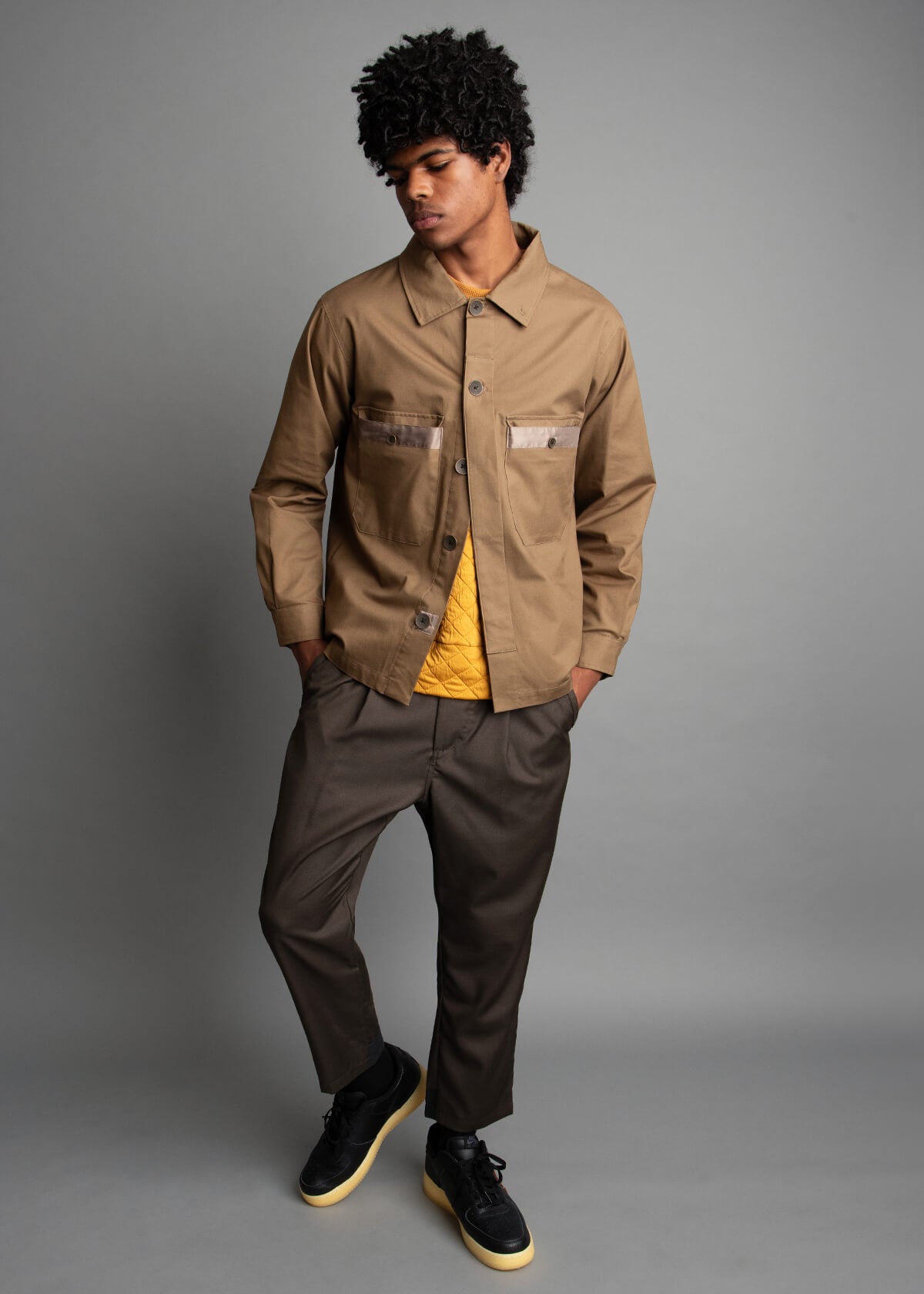 cotton men's jacket in a tan color