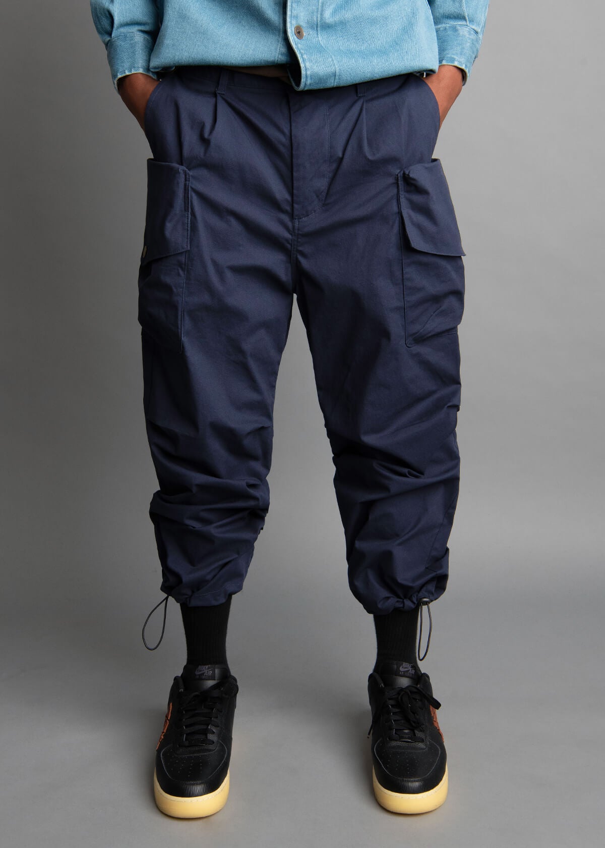 men's cargo pants in navy blue