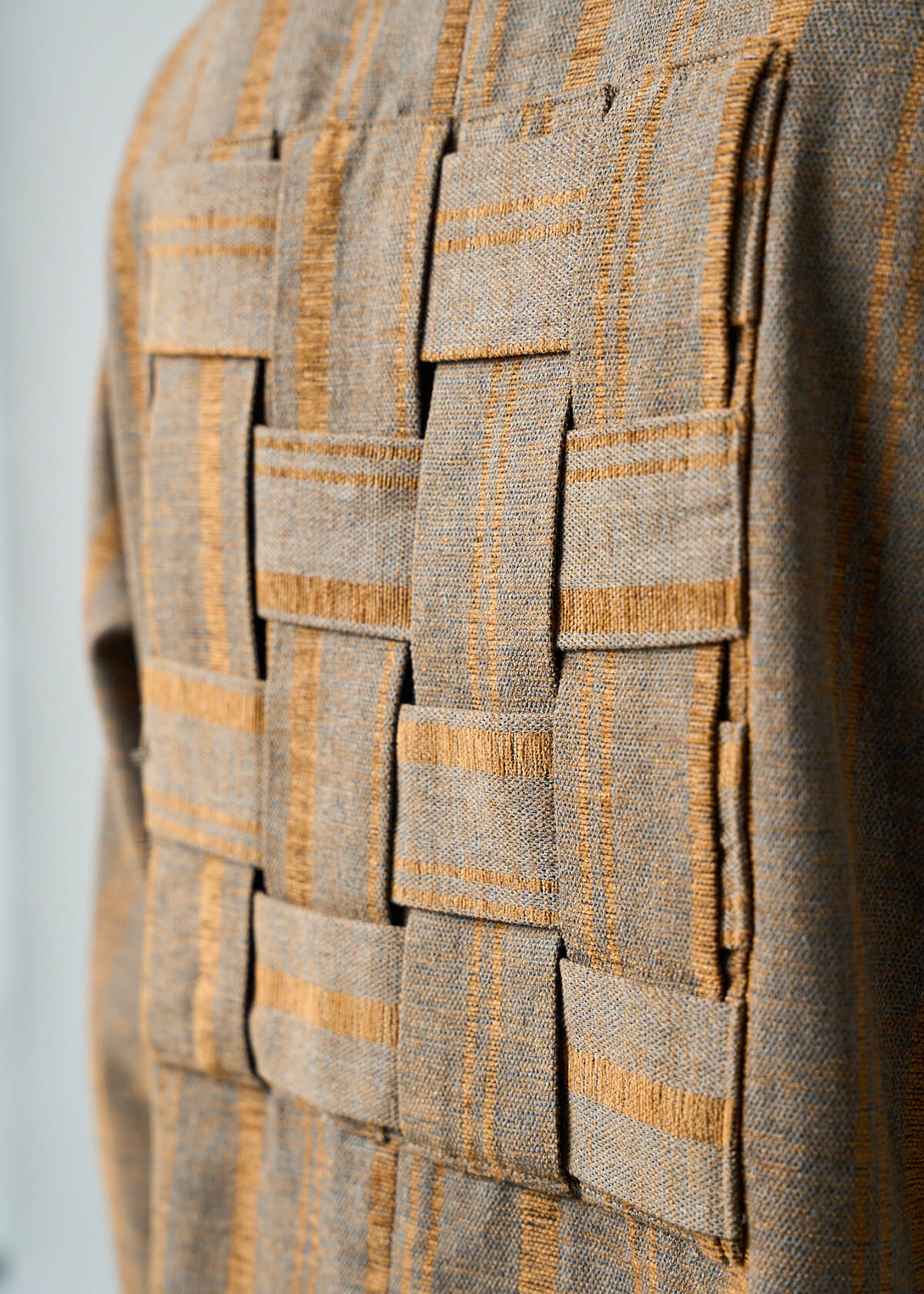 Basket Weave Stripe Coat Front