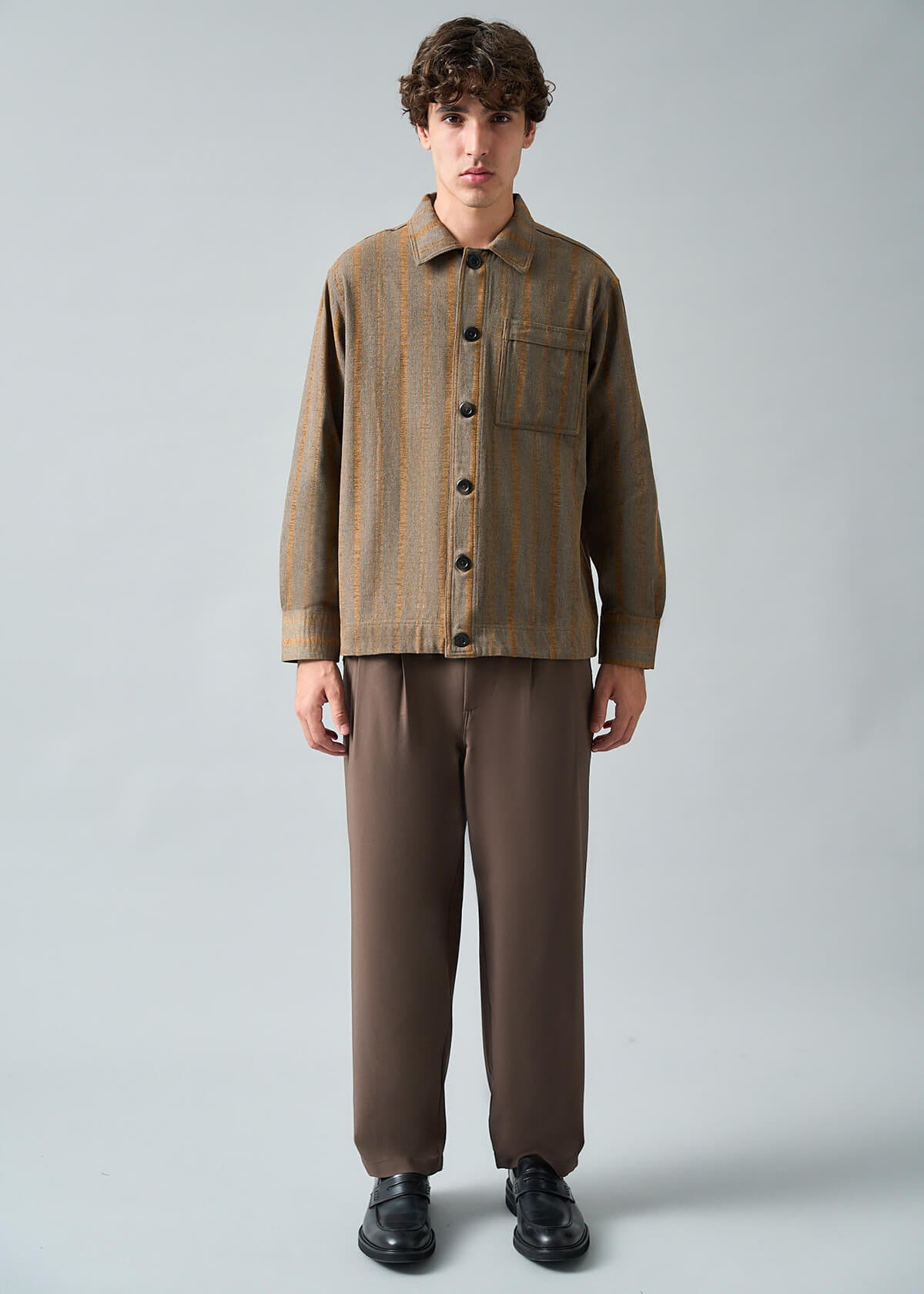 Basket Weave Stripe Coat Front