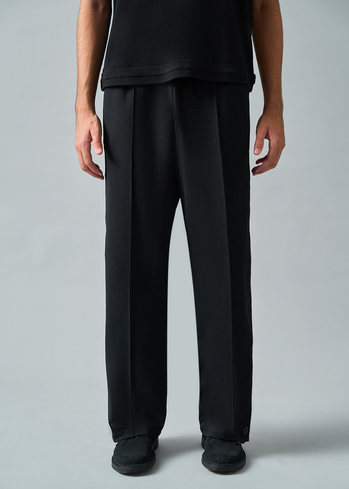 Side Button Knit Trouser Black