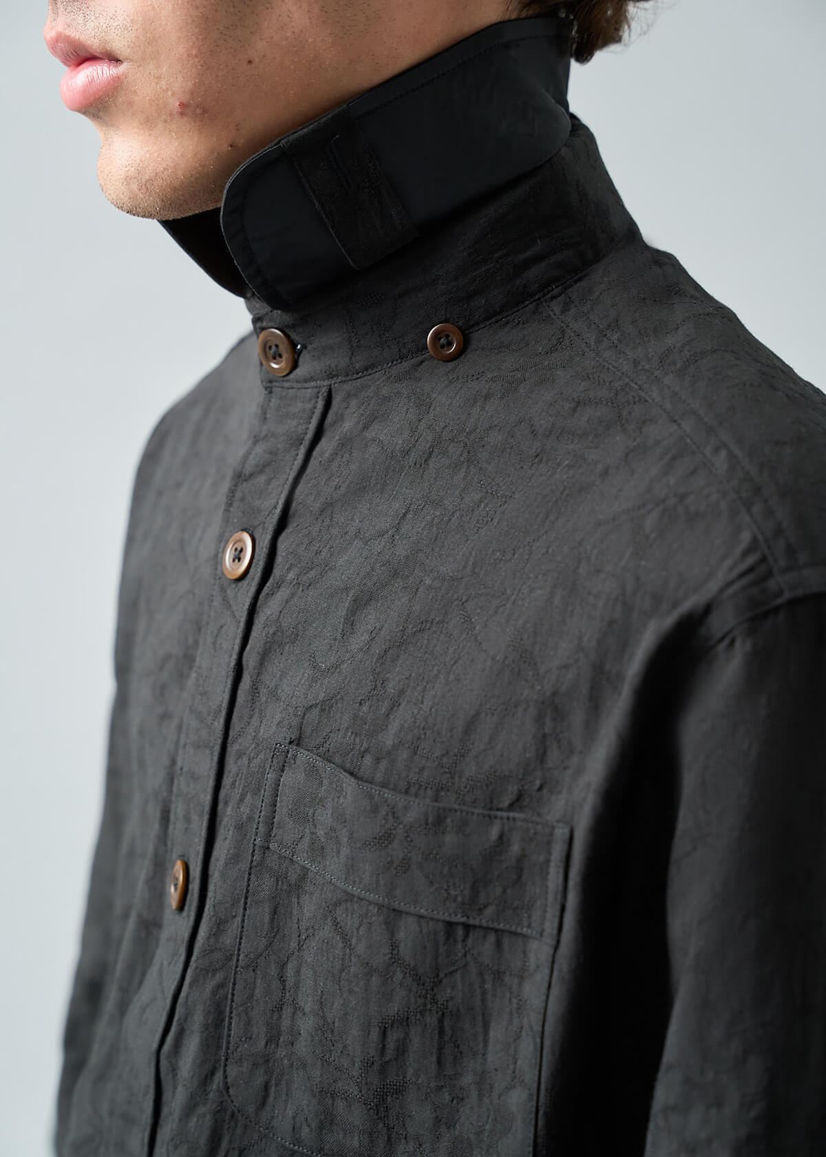 Jacquard Solid Black Shirt