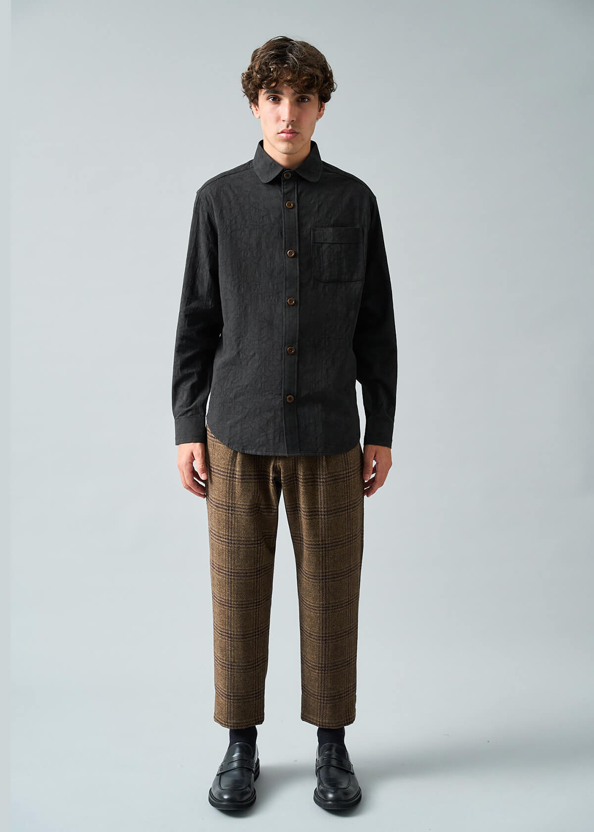 Jacquard Solid Black Shirt