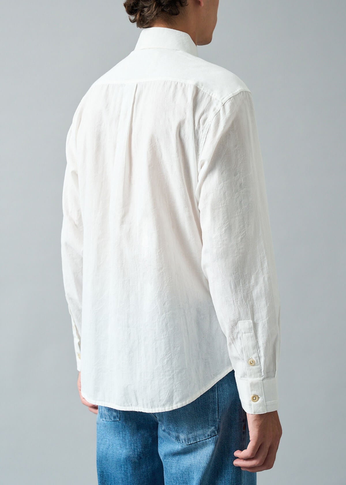 Jacquard Solid White Shirt