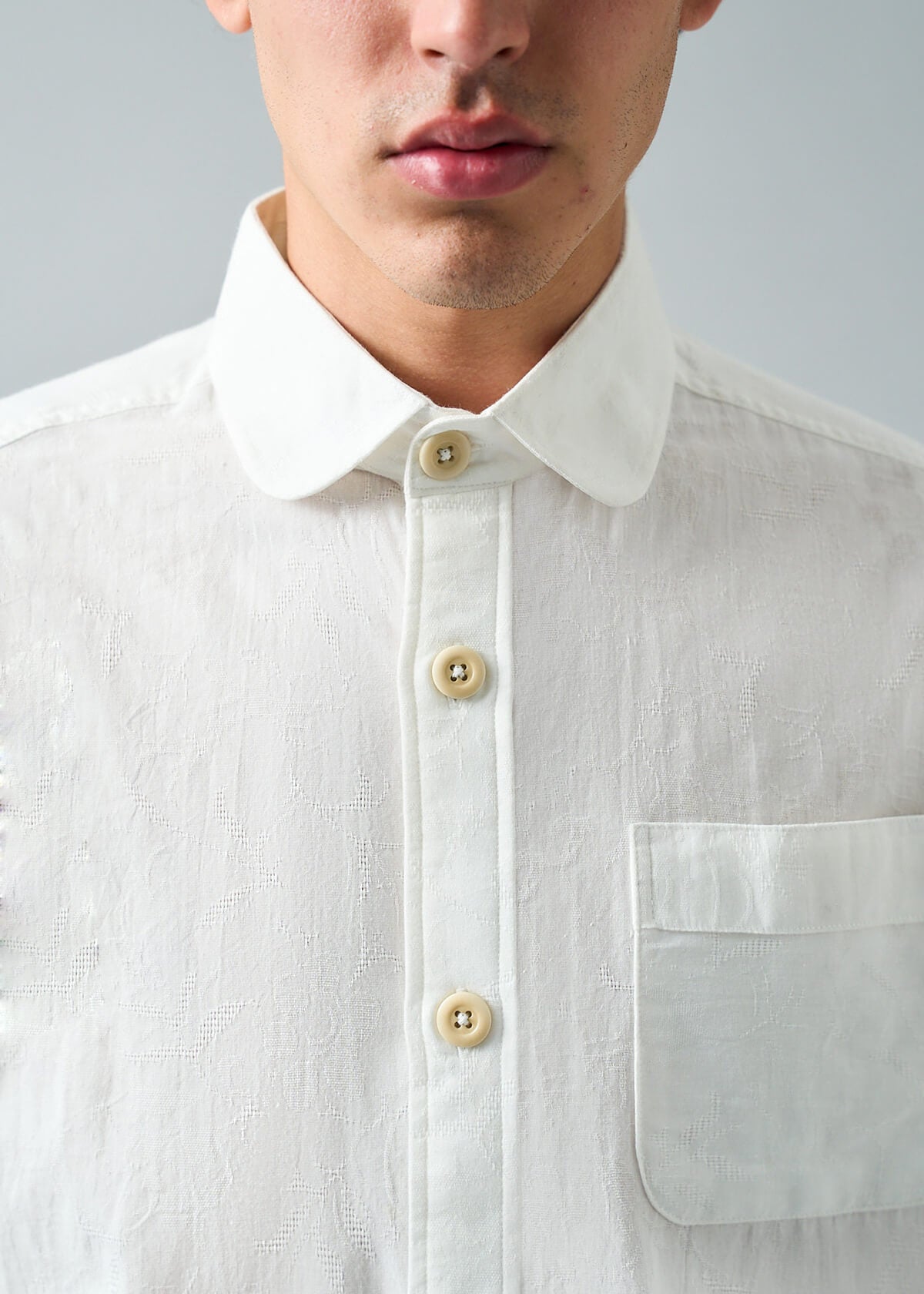 Jacquard Solid White Shirt