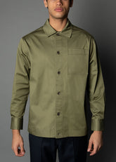 oversized olive sateen shirt for men