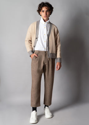 2-Tone Cardigan light Camel