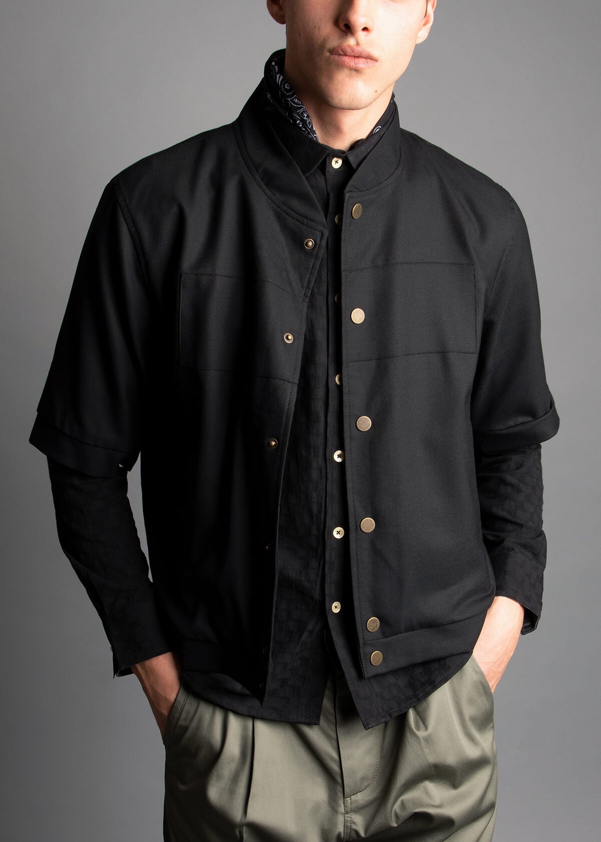 BLACK TROPICAL WOOL MESO JKT